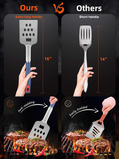 Ustensiles Barbecue, 20 Pièces Kit Barbecue avec Brosse Nettoyage Accessoires, Barbecue Portable Accessoire pour Jardin, Extérieur, Randonnée et Voyage Grillade