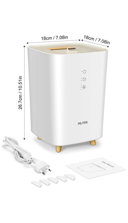 MLITER Humidificateur à ultrasons 2,5 L, diffuseurs de parfums, minuteur, Fonctionnement Silencieux avec 3 Niveaux réglables de brumisation pour Maison neuf
