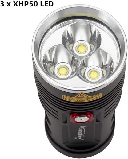 Lampe de poche tactique LED Extrême Lumineux USB Rechargeable Étanche 8000 Lumens Puissant 3PCS avec Indicateur de Charge, 4 x Batterie incluse pour la chasse en plein air Police Survie Militaire
