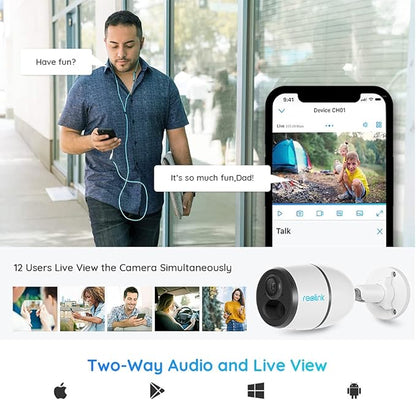Reolink Go Caméra 3G/4G LTE Surveillance Extérieure sans Fil avec Batterie Rechargeable, 1080P Caméra Carte SIM avec Détection PIR, Audio Bidirectionnel, Fente Carte SD, Vision Nocturne