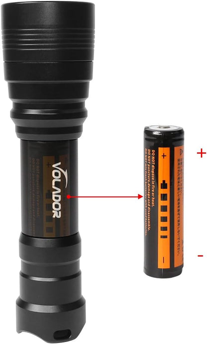 Lampe de poche Volador pour la plongée, 1000 lumens, rechargeable, lampe de poche sous-marine, 150 mètres de plongée, avec 1 x 18650 batterie et chargeur, lampe de poche de plongée