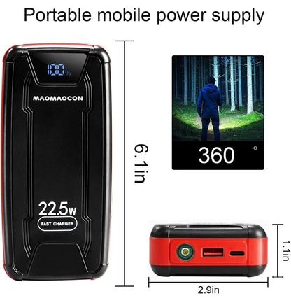 Banque d'alimentation 27000 mAh PD20W Chargeur étanche USB C Batterie externe Chargeur solaire avec sorties, Power Bank pour smartphones, tablettes et plus encore