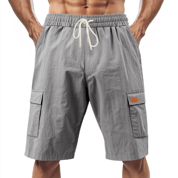 Short Cargo "Horizon-Lin" – Taille Élastique, Cordon de Serrage & Poches Latérales