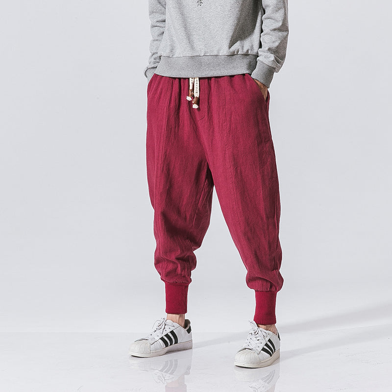 Pantalon Harem "Street-Zen" – Mélange Coton & Lin, Coupe Hip-Hop & Chevilles Ajustées