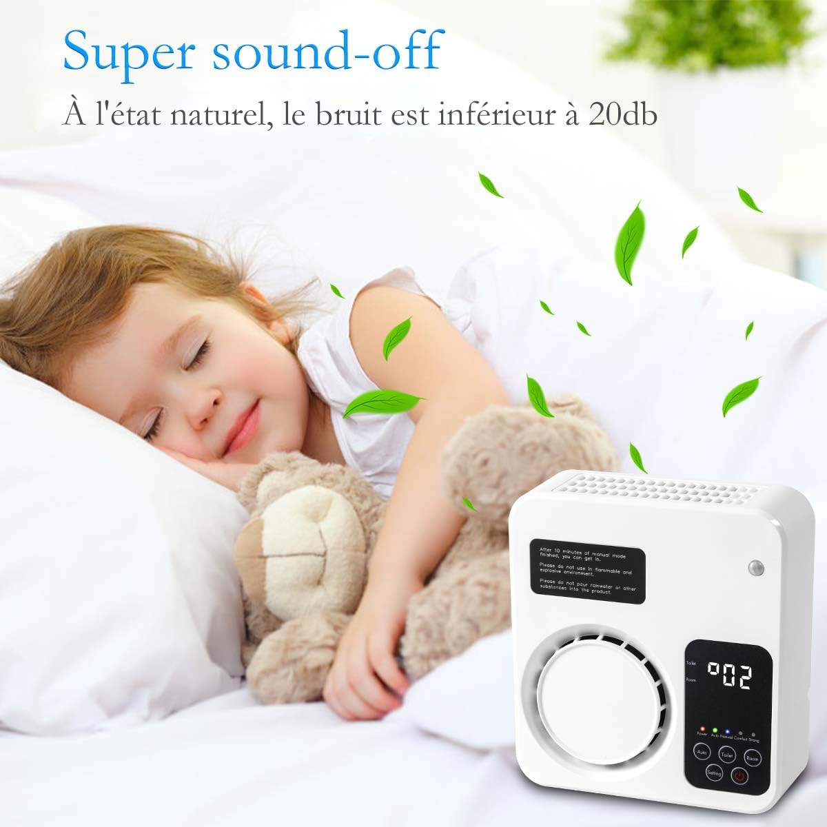 KROMEN Générateur d'ozone Ioniseur Purificateur D'air Opération Intelligente Éliminateur D'odeurs Désodorisant pour la maison Chambre Salon Toilette Bureau