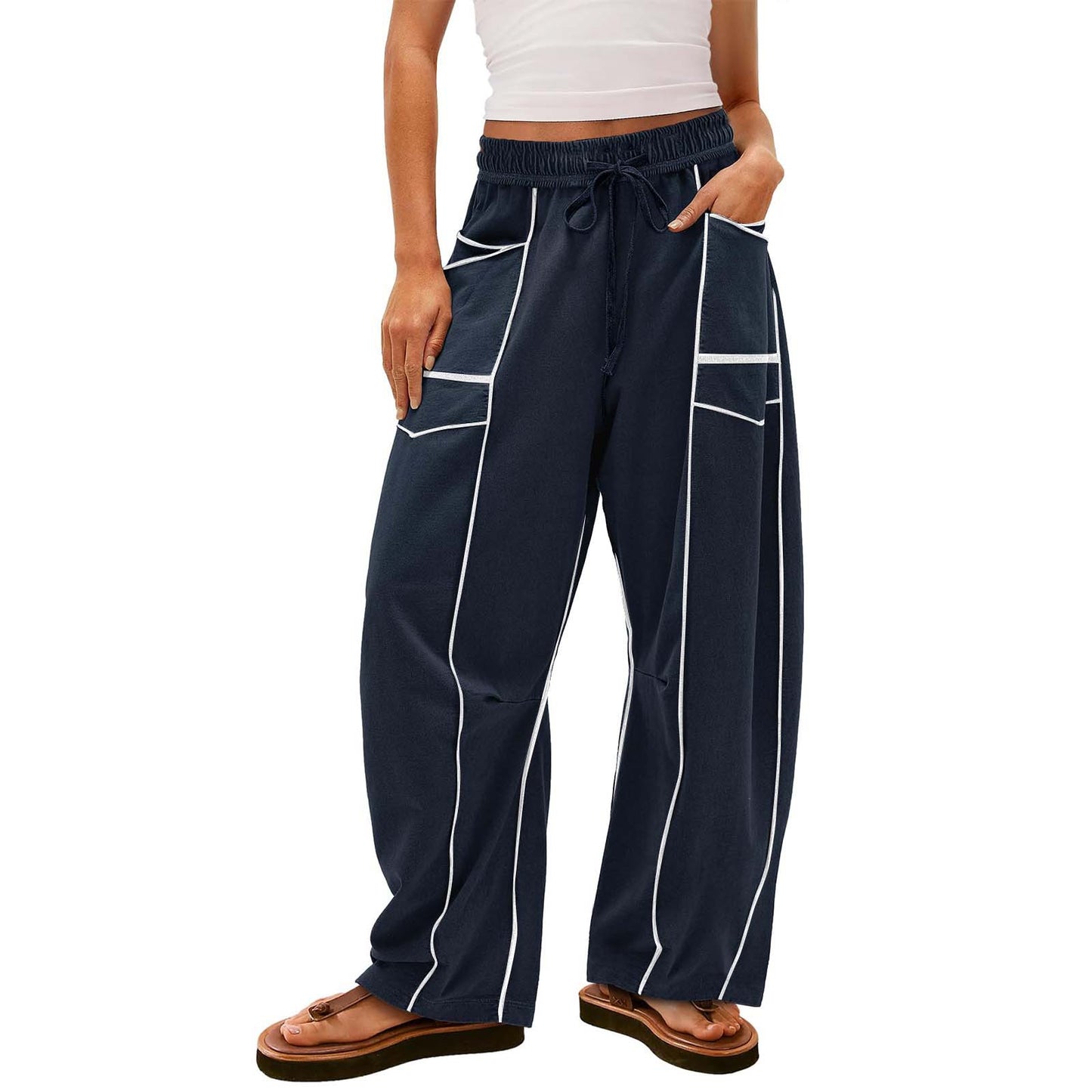 Pantalon Cargo Graphique "Aura" – Coupe Large & Détails Contrastés