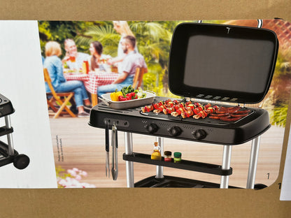 Barbecue XL à Gaz sur Chariot 3 feux avec Thermomètre Intégré HYBA neuf