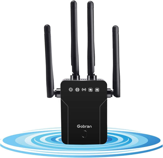 WLAN Repeater WLAN Amplificateur 1200Mbit/s Dualband 5GHz 2.4GHz, WiFi Amplificateur Point d'accès Port Ethernet/LAN/WPS, AP/Répéteur/Routeur, Facile à installer, Compatible avec tous les appareils WLAN