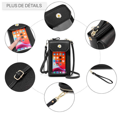 Sac à bandoulière pour téléphone portable pour femmes, sac à bandoulière en cuir pour téléphone portable Sac à bandoulière Petit portefeuille Portefeuille avec fentes pour cartes Réglable Sangle d'épaule amovible pour iPhone 12/ Huawei