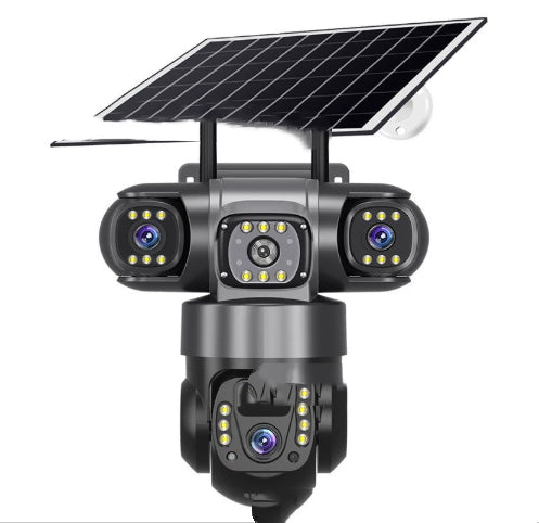 Caméra de surveillance solaire sans plug-in multi objectifs