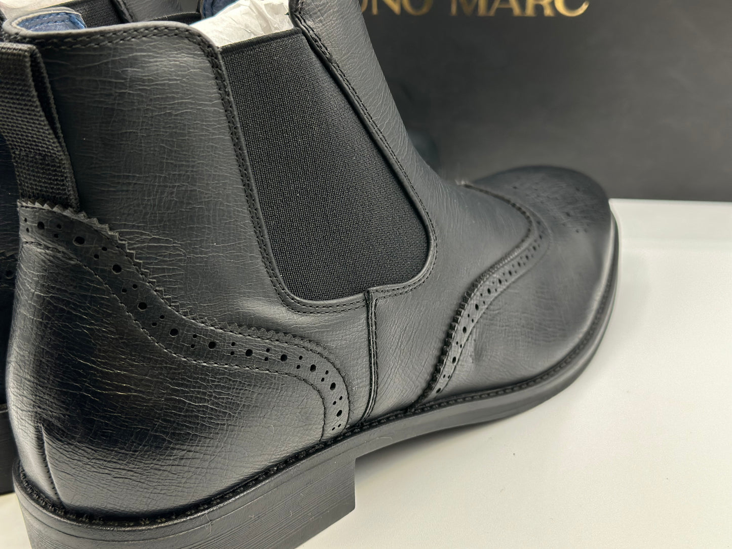 Bruno Marc Men Chelsea Boots Brogue en cuir Bottes de cheville Bottes Slip Boots