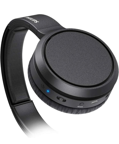 Philips Audio H5205BK/00 Casque Bluetooth sans Fil Supra-Aural avec Microphone et Bouton D'amplification des Basses (29 Heures D'autonomie, Charge Rapide) Circum aural