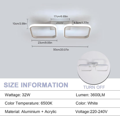 Plafonnier LED 50CM, Luminaire Plafonnier Chambre Moderne, Lampe Plafond 32W 2350LM pour Couloir Cuisine Salon, Éclairage Intérieur Blanc Froid 6500K [Classe énergétique G]