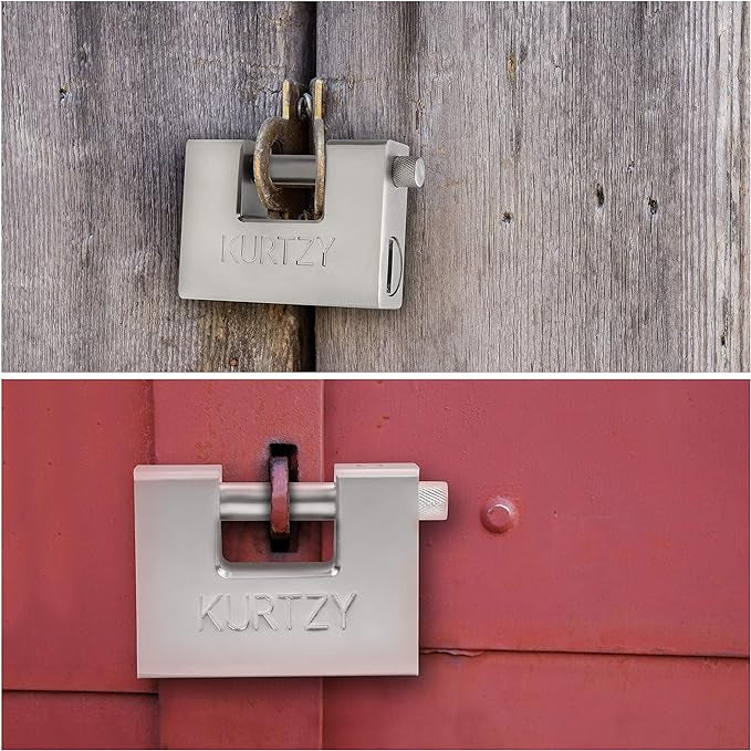 Cadenas robuste de 1 kg avec 5 clés – Serrure monobloc en acier massif trempé