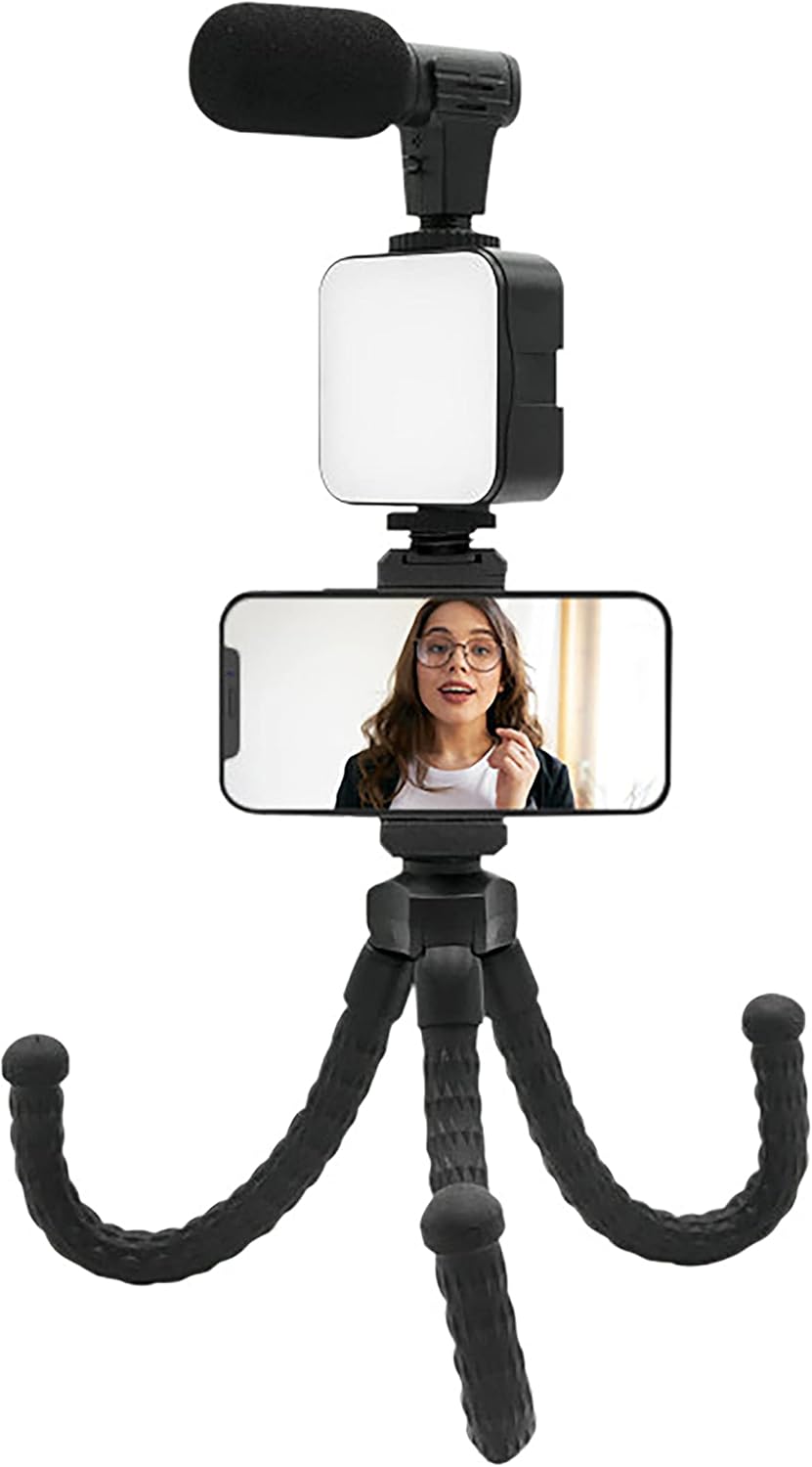 Support VLOGGING KIT 4 en 1 Micro + TREPIED + Support + LED
