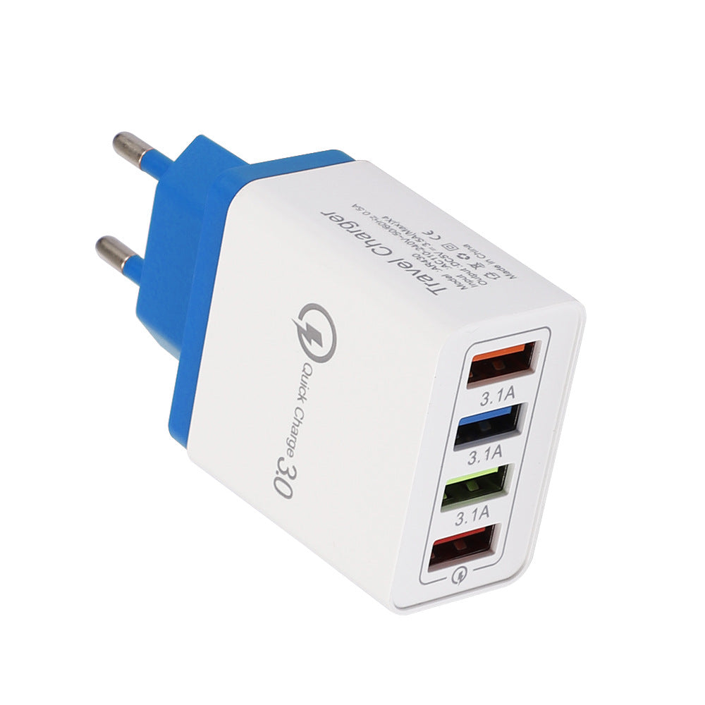 Chargeur USB Charge rapide 3.0 4 Adaptateur de téléphone pour tablette Chargeur mobile mural portable