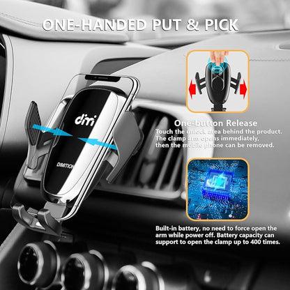 Support de téléphone portable à serrage automatique pour téléphone de voiture DM Support de téléphone portable pour chargeur sans fil de voiture Batterie intégrée Compatible avec iPhone Xs Max/XR/XS/X/8 Plus, Samsung Galaxy S10/S10 Plus/S9/S8/S7/Note 9 10