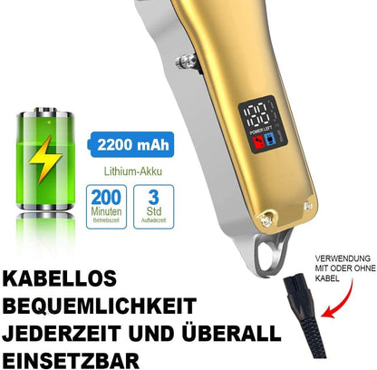 Tondeuse à cheveux professionnelle pour homme, câble USB/sans fil, rechargeable avec écran LED (doré)