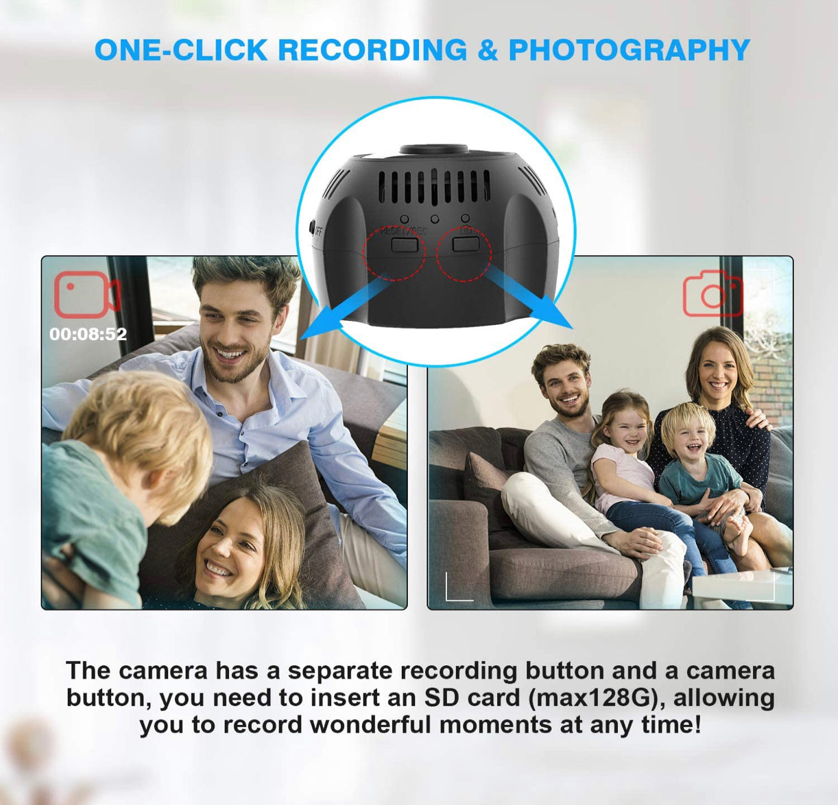 Mini Caméra WiFi, HD 1080P WiFi avec Vision Nocturne Détection de Mouvement Grand Angle 160° neuve