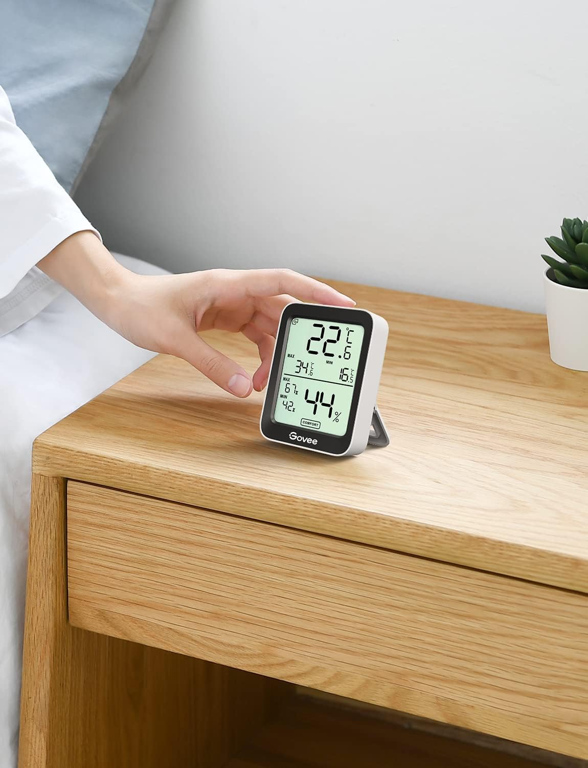 Thermomètre Hygromètre Intérieur, LCD Numérique Température Hygromètre avec Alarme de Notification, Thermo-Hygromètre précis avec APP, Stockage de Données pour Serre Cave à Vin