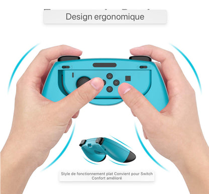 Support de poignée Compatible avec Nintendo Switch/OLED Joy Con Controller XL Large Hand Grip Holder Accessories avec Joystick Protection Caps, Rouge-Bleu