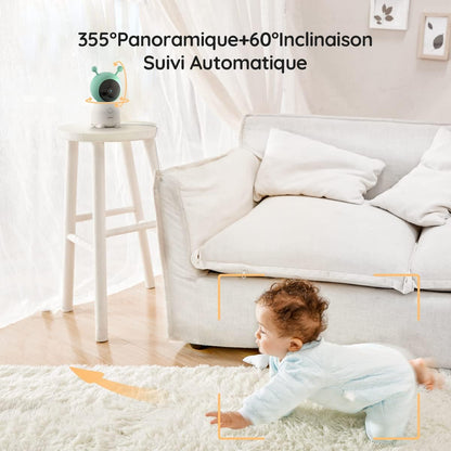 Babyphone Caméra 2K 5" PTZ 355°Camera Bebe,détection des Mouvements, Suivi Automatique neuf