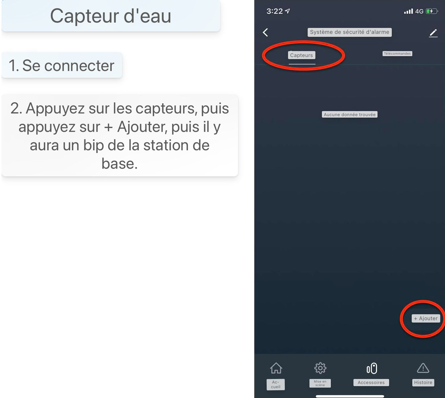 Capteur d'eau : fonctionne uniquement avec notre système de sécurité intelligent AGSHome