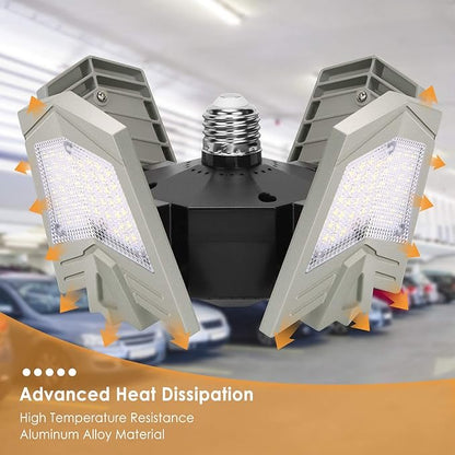 Éclairage de garage à LED Avec 4 panneaux Réglables, E27 6500K 12000LM 120w neuf