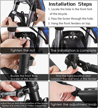 Garde-Boue de Vélo,Fit pour VTT 20/22/24/26,Rétractable pour Vélo de Montagne Garde-Boue Avant Et Arrière Garde-Boue Réglable Portable