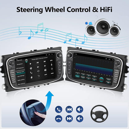 Autoradio 2+32G Android 11- 2 Din avec Carplay pour Ford Focus Mondeo Galaxy Kuga C-Max S-Max neuf