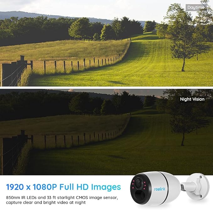 Reolink Go Caméra 3G/4G LTE Surveillance Extérieure sans Fil avec Batterie Rechargeable, 1080P Caméra Carte SIM avec Détection PIR, Audio Bidirectionnel, Fente Carte SD, Vision Nocturne