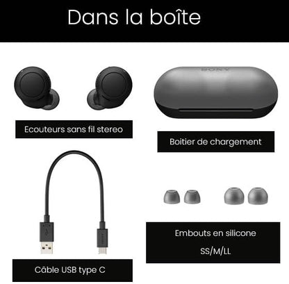Sony WF-C500 - Ecouteurs bluetooth sans fil (étanchéité IPX4 Jusqu'à 20h d'autonomie) - Noir