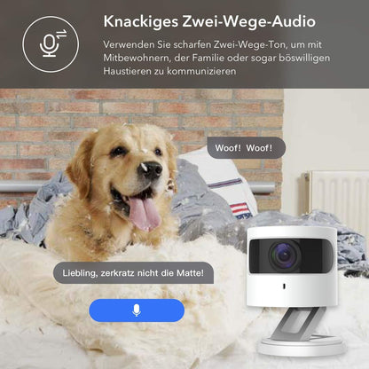 Mini Caméra WiFi, caméra IP WLAN HD 1080p, caméra de surveillance Smart Home intérieure avec vision nocturne couleur IR, assistant vocal, caméra bébé, audio bidirectionnelle