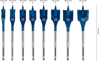 Bosch Professional Coffret de 8x mèches plates Expert SelfCut Speed (pour Bois résineux, Panneau aggloméré, Ø 12-32 mm, Accessoire Perceuse à percussion)