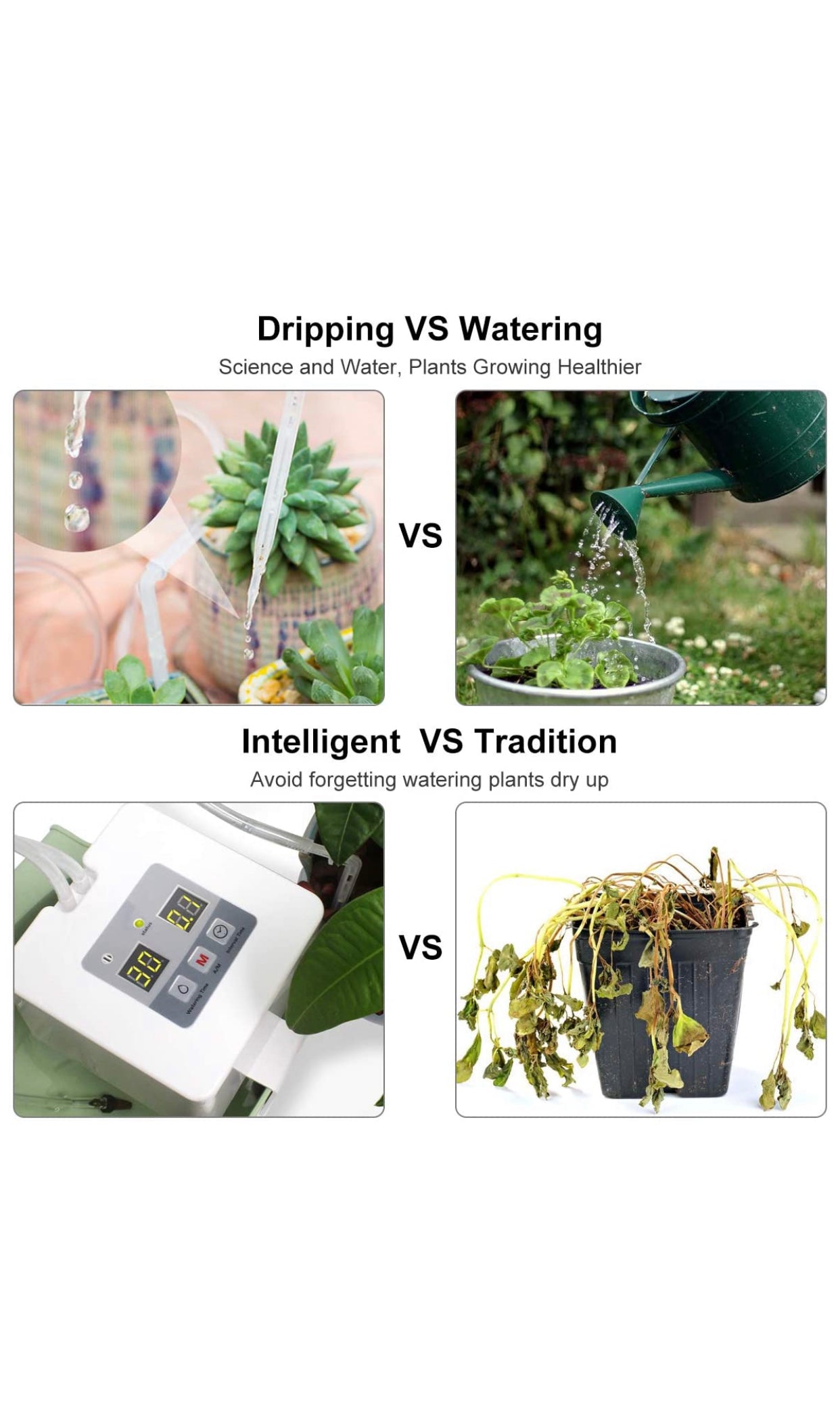 Kit d'irrigation Goutte à Goutte Automatique Micro, système d'auto-arrosage avec minuterie d'eau électronique de 30 Jours, Charge USB 5V pour 10 Plantes en Pot d'intérieur
