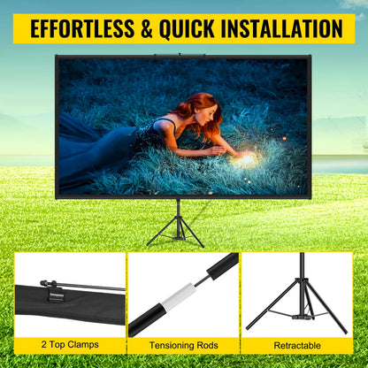 Écran de Projection avec Trépied 60" - Toile de Projection 152,4 cm - 4K HD - Angle de Vue 160 degré