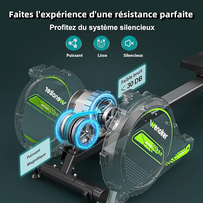 Rameur magnétique Pliable pour la Maison 2025 Mise à Jour,capacité de Poids de 160 kg,Silencieux et Lisse avec Support de Tablette pour écran LCD et Coussin de siège Confortable