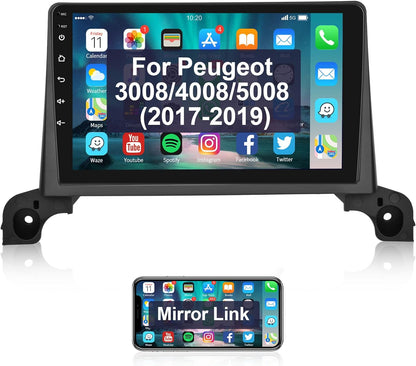 Podofo Android Autoradio pour Peugeot 5008/4008/3008 2017-2020,Auto GPS Navi 9" Écran Tactile WiFi Bluetooth FM RDS Lien Miroir USB Auto Radio Stéréo Lecteur