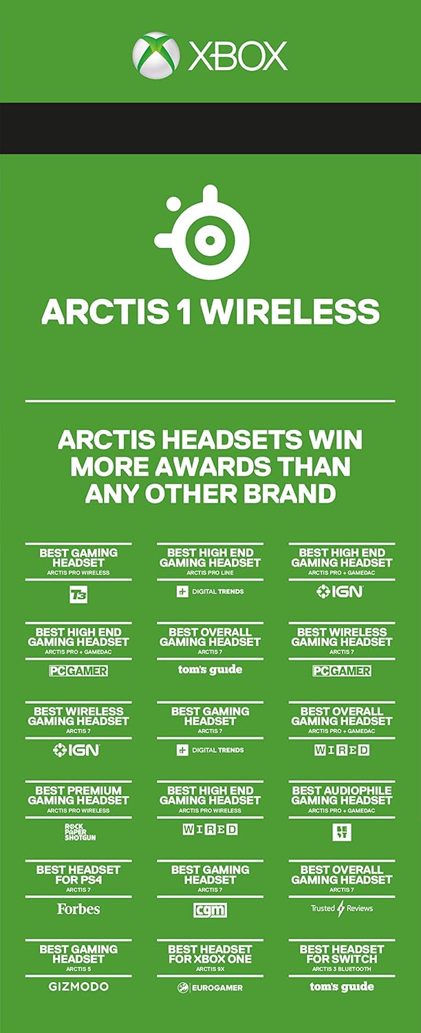 SteelSeries Arctis 1 Wireless pour Xbox - Casque de jeu sans fil - USB-C sans fil - Microphone Clearcast amovible - Pour Xbox, PS4, Nintendo Switch, Android (Xbox Series X|S|One), Noir