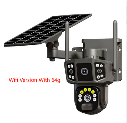 Caméra de surveillance 4G, carte SIMpanoramique à écran solaire extérieur