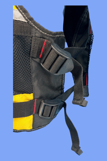 Stanley Fmst1 Veste Porte-Outils Gamme Fatmax - Nombreuses Poches - Bretelles Ajustables - Bandes Réfléchissantes -Doublure en Maille, XL, Jaune/Noir Multicolore