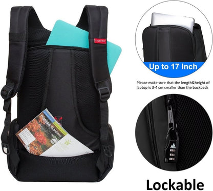 Sac à Dos Ordinateur Portable 17/15.6 Pouces Antivol pour Homme Imperméable Sac a Dos PC Portable pour Loisirs/Affaire/Scolaire Noir
