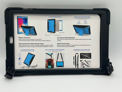 Coque Antichoc pour Samsung Galaxy Tab A 10.5" SM-T595/T590, Étui Armure Robuste avec Support Rotatif, Dragonne et Bandoulière, Protection Housse pour Galaxy Tab A T590/T595, 10.5 Pouces, Noir