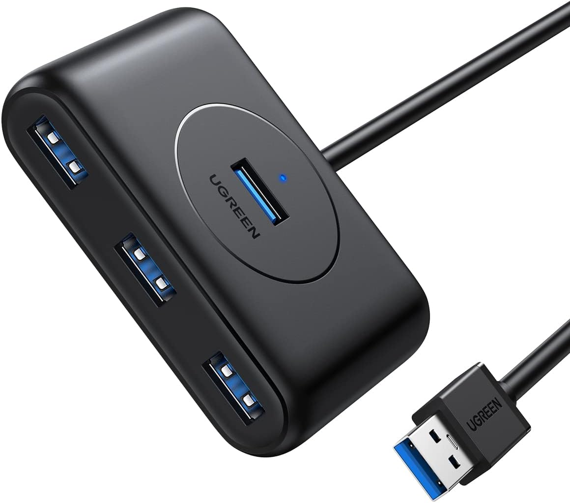 UGREEN Hub USB 3.0 vers 4 Ports USB 5Gbps Transfert Rapide Hub Multiple USB Compatible avec Souris Clavier Disque Dur, PC PS5 PS4 Pro Slim Xbox One MacBook USB A, Windows MacOS Linux, 1M Câble