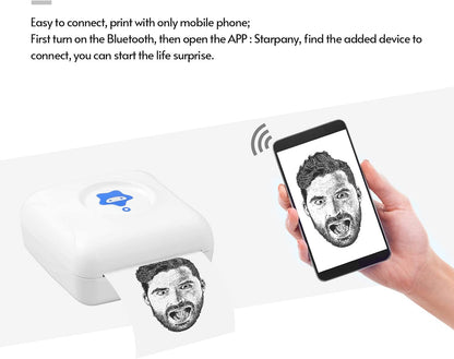 Floomp Mini Imprimante Photo Portable Bluetooth Imprimante Thermique Utilisé pour Imprimante de Reçus pour Mémos Photo pour Android iOS avec Charge de Câble USB, Bleu
