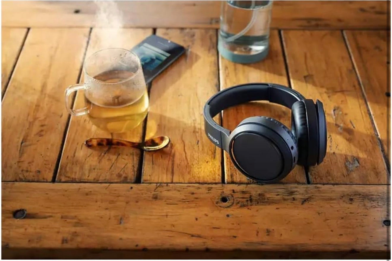 Philips Audio H5205BK/00 Casque Bluetooth sans Fil Supra-Aural avec Microphone et Bouton D'amplification des Basses (29 Heures D'autonomie, Charge Rapide) Circum aural
