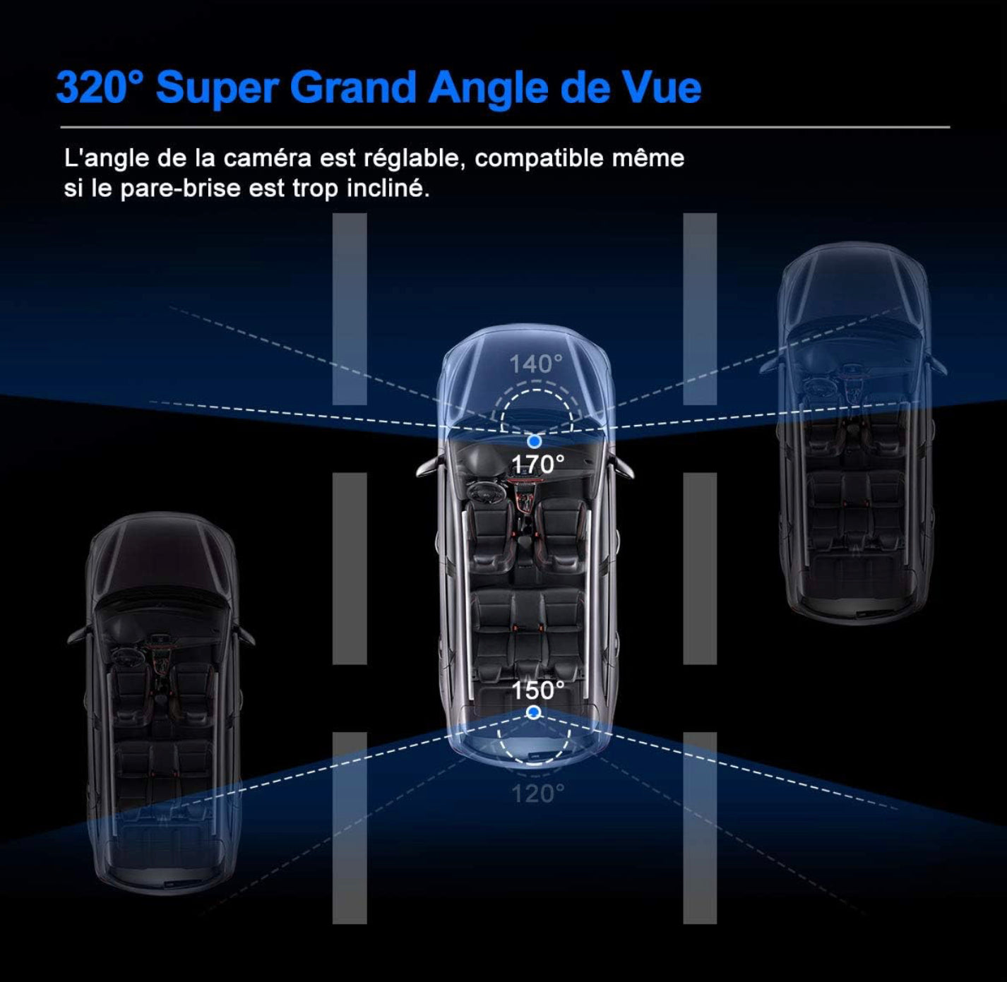 Dashcam de Voiture avec GPS, 2,5K Avant Arrière Ecran Tactile 12 Pouces 2560P Ultra HD neuve