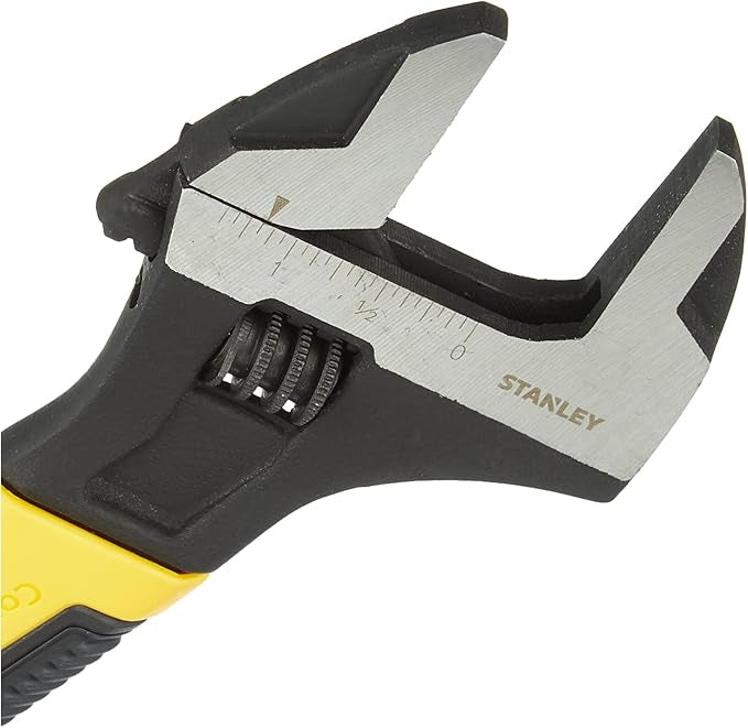 Stanley 0-90-949 250mm Clé À mollette maxSteel Forgée en Acier Chrome Vanadium Traitement Thermique - Poignée Bi matière - mollette de Réglage Crantée -Normes Iso et Din
