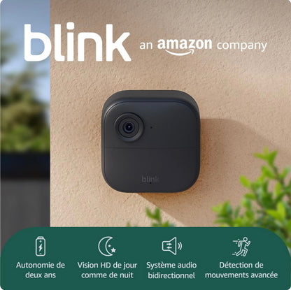 Nouvelle caméra Blink (Outdoor 4) : caméra de surveillance connectée HD sans fil, 2 ans d'autonomie, détection de mouvements avancée, fonctionne avec Alexa (système 1 caméra avec Sync Module Core)