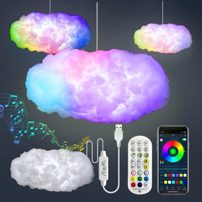 Nuage Connecté "Dream-Cloud" – Lampe 3D RGBIC, Contrôle App & Synchronisation Musicale